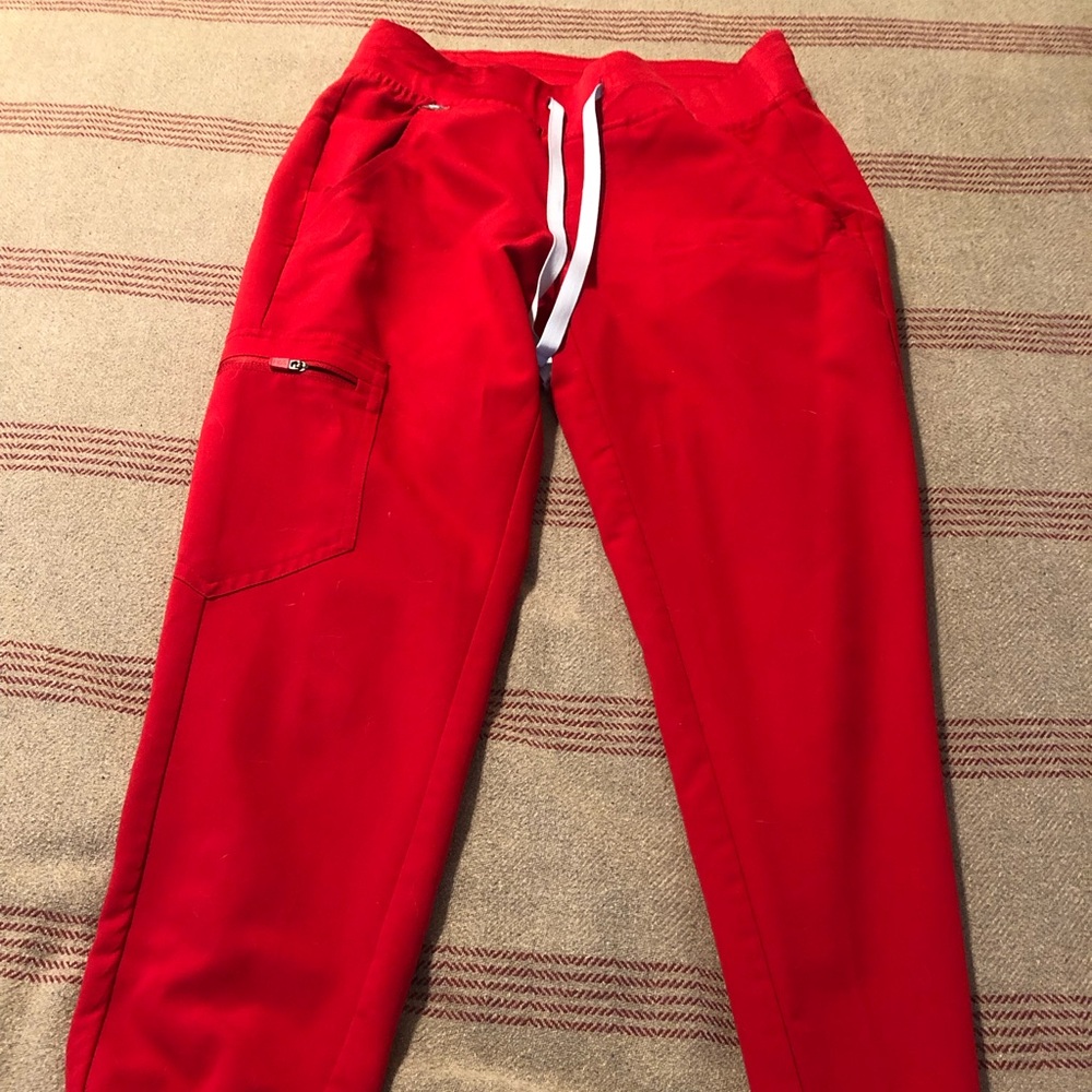 FIGS Zamora Red jogger pants